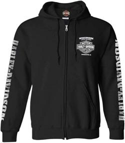 img 2 attached to 🏍️ Harley-Davidson Men's Lightning Crest Full-Zippered Hooded Sweatshirt, Black - Unleash Your Style with the Ultimate Biker Chic!