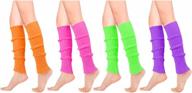 keep your legs cozy and fashionable with sockfun knit leg warmers - ideal for girls and women during winter - 4 pairs of 80s/90s leg warmer socks logo