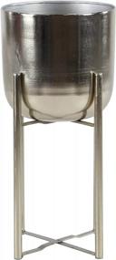 img 1 attached to Deco 79 Metal Round Planter With Removable Stand, Set Of 2 19", 22"H, Silver