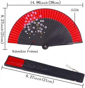 img 3 attached to Meifan Chinese/Japanese Long Bamboo Leg Silk Folding Fans FMM (Red)