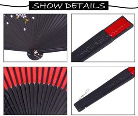 img 2 attached to Meifan Chinese/Japanese Long Bamboo Leg Silk Folding Fans FMM (Red)