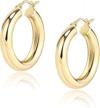 chunky hoop earrings thick hoops for women classic thick shiny polished round-tube chunky hoop earrings with 925 sterling silver post for women girls gift logo