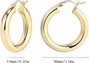 img 2 attached to Chunky Hoop Earrings Thick Hoops For Women Classic Thick Shiny Polished Round-Tube Chunky Hoop Earrings With 925 Sterling Silver Post For Women Girls Gift