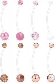 img 4 attached to Flexible And Safe Pregnancy Belly Rings For Active Moms: Jenxnjsjo Maternity Bioplast Navel Retainer Piercing In 14G And 1&1/2 Inch Length