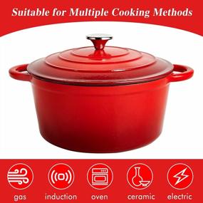 img 3 attached to Detailed review: DIJA Enameled Cast Iron Dutch Oven 4.5 Quart - Red, Nonstick 🍳 Round Pot with Lid, Side Handles, Mat - Ideal for Home Baking, Braising, and Cooking