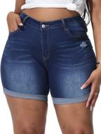 women's plus size denim shorts high waisted ripped folded hem jean shorts allegrace logo