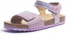 img 4 attached to KRABOR Boys & Girls Sandals: Glitter Flat Slides W/ Adjustable Straps & Cork Footbed For Toddlers, Little Kids & Big Kids