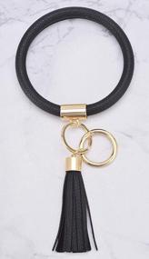 img 3 attached to Stylish Leather Tassel Keychain Bracelet - Portable Key Ring Wristlet Bangle For Women, Perfect Gift For Any Occasion