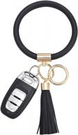 stylish leather tassel keychain bracelet - portable key ring wristlet bangle for women, perfect gift for any occasion logo