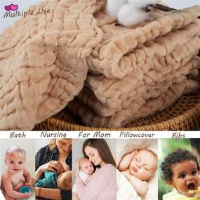 img 1 attached to 👶 DAXUE 10 Pack Baby Muslin Washcloths - 100% Natural Organic Cotton, Unbleached, Extra Soft Baby Wipes Burp Cloths, Blank Bibs for Newborns with Sensitive Skin - Shower Gift Set 12"x12