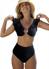img 4 attached to 👙 Sizzling Style: SPORLIKE Women's Ruffle High Waist Swimsuit – Push Up, Tropical Print, Two Piece Bikini