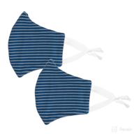 👥 booginhead adjustable ear loop face coverings with filter pocket, navy stripes adult (pack of 2), blue logo