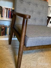 img 6 attached to Ретро современный акцентный стул с деревянными подлокотниками, мягкой и тафтинговой спинкой и просторным сиденьем размером 24,4 x 18,3 дюйма от JIASTING