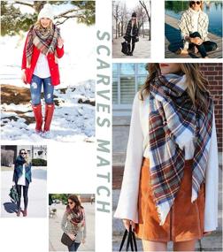 img 1 attached to 🧣 Warm Tartan Checked Shaw: Stylish Plaid Blanket Scarf for Women