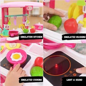 img 3 attached to Kids Kitchen Playset With Accessories - Pretend Play Cooking Set For Boys & Girls, Pots, Pans, Dishes, Cups, Utensils And Food Toys In Adorable Travel Suitcase With Light And Sound Effects