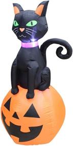 img 1 attached to Inflatable Halloween Display: 5-Foot Scary Black Cat On Jack O' Lantern Yard Art Décor For Spooky Town By ProductWorks