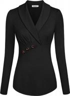 women's business blouse lapel v neck long sleeve slimming office top logo