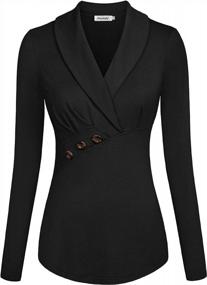 img 4 attached to Women'S Business Blouse Lapel V Neck Long Sleeve Slimming Office Top