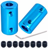 set of 2 flexible shaft couplings with blue aluminum casing and rigid connector - ideal for robot motors and wheels with 6.35mm to 6.35mm bore size - twidec coupler-bu-6.35-6.35 logo