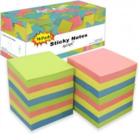 img 4 attached to Organize Your Life With 1600 Easy-To-Post Self-Stick Notes: 16 Pads Of 3X3 Inch Sticky Notes In Assorted Colors For Study, Work, And Daily Life - 100 Sheets Per Pad