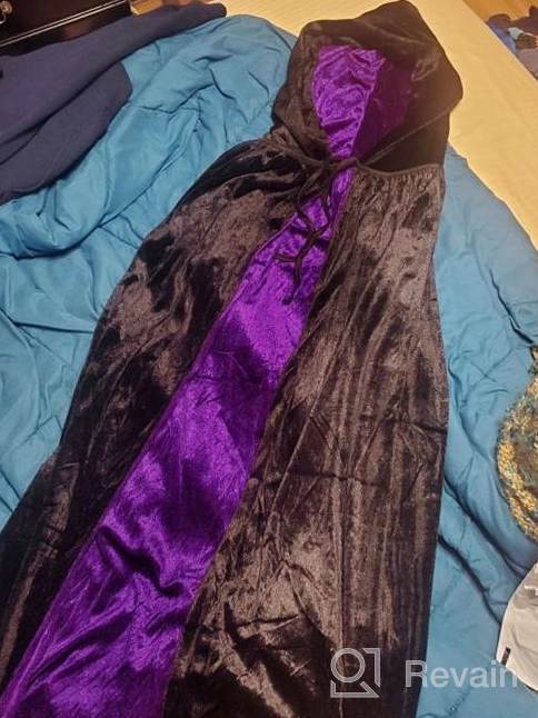 img 1 attached to Habibee Reversible Hooded Velvet Cloak For Halloween Cosplay Costumes - Long Unisex Cape review by Dee Holt