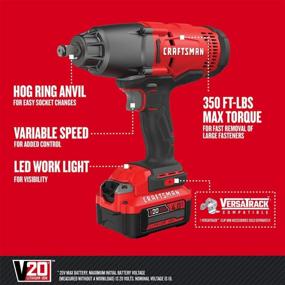 img 3 attached to CRAFTSMAN V20* Impact Wrench Kit, Hog Ring, Cordless, 1/2-Inch (CMCF900M1)