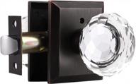 oil rubbed bronze door knob set with round diamond crystal glass - keyless privacy for bathroom & bedroom logo