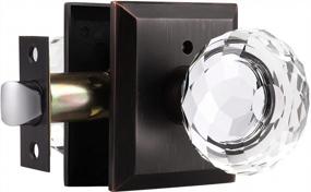 img 4 attached to Oil Rubbed Bronze Door Knob Set With Round Diamond Crystal Glass - Keyless Privacy For Bathroom & Bedroom