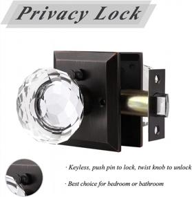 img 3 attached to Oil Rubbed Bronze Door Knob Set With Round Diamond Crystal Glass - Keyless Privacy For Bathroom & Bedroom