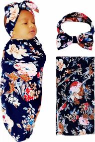 img 4 attached to Keep Your Newborn Comfortable And Stylish With RATIVE Baby Swaddle Receiving Blankets And Matching Headband/Cap