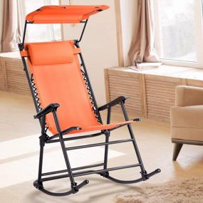 img 3 attached to Складное кресло-качалка с невесомостью и навесом - идеально подходит для отдыха на свежем воздухе!