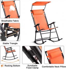 img 1 attached to Складное кресло-качалка с невесомостью и навесом - идеально подходит для отдыха на свежем воздухе!