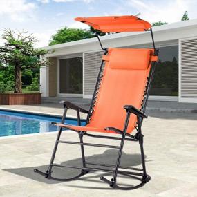img 2 attached to Folding Zero Gravity Rocking Chair With Shade Canopy - Perfect For Outdoor Relaxation!