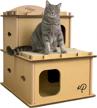 petique cat villa cardboard scratcher tower, modern indoor/outdoor cat house furniture, planet-friendly playground for cats & small dogs logo