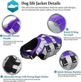 img 2 attached to SUNFURA Dog Life Jacket: Reflective Pet Swim Vest with Rescue Handle for Boating, Kayaking - Adjustable Safety Preserver for Small, Medium, Large Dogs