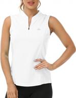 upf 50+ sun protection women's sleeveless tennis and golf shirt with quick-dry technology and zipper - perfect for sportswear logo