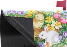 img 1 attached to Easter Bunny Magnetic Mailbox Cover, Spring Easter Egg Flower MailWraps Post Box Standard Size 20.8"(L) X 18"(W), Garden Yard Outside Farmhouse Home Decor