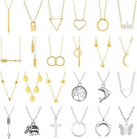 img 4 attached to 24-Piece Thrilez Necklace Set: Simple And Trendy Layered Fashion Jewelry For Women And Teen Girls