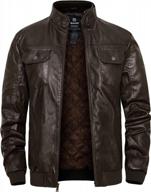 men's windproof faux leather motorcycle bomber jacket with removable hood - slim fit winter coat by wantdo logo