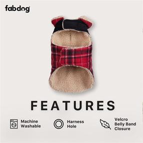 img 2 attached to Fabdog Wool Plaid Shearling Coat Dogs