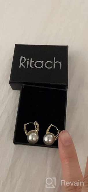 img 1 attached to Stunning 14K Gold and Sterling Silver Pearl Dangle Earrings for Women and Girls review by Elizabeth Smith