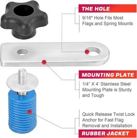 img 2 attached to 🔒 Enhance Safety & Versatility with WeiSen 2X Grip Head Tie Down Anchors - Compatible with LED Whip/Rear Light/Flag Mount Bracket - Ideal for Polaris RZR UTV ATV Sportman