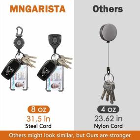 img 3 attached to 2-Pack Of MNGARISTA Heavy Duty Retractable Keychains With 8 Oz Retraction, 31.5" Steel Rope, Belt Clip And Carabiner - Tactical ID Badge Reel And Key Chain Retractor For Everyday Use