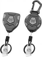 2-pack of mngarista heavy duty retractable keychains with 8 oz retraction, 31.5" steel rope, belt clip and carabiner - tactical id badge reel and key chain retractor for everyday use logo
