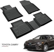 🚗 premium aosky camry floor liner mat for 2018-2021 toyota camry - all-weather, non-slip rubber (1st & 2nd row, black) logo