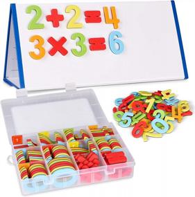 img 4 attached to Fun Learning With CHUCHIK ABC Magnetic Number Set For Kids And Toddlers: Foam Magnets, White Board, Pens, And Eraser In 5 Vibrant Colors