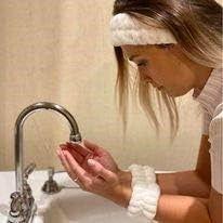 img 2 attached to 🛀 3 Piece - Premium Spa Headband and Wrist Washband Face Wash Set - Made in the USA - Splash Guard - Ideal for Birthdays, Bridal Parties, Skincare, and All Occasions - Alaska Inspired Design