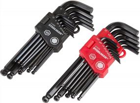 img 4 attached to Steelman 26-Piece Long Arm Ball End Hex Key Wrench Set, Inch/Metric (SAE/MM), Extended Length Driver Shafts For Long Reach, Machined Ball Ends For Tight Spaces