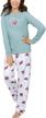 pajamagram ladies pajamas - womens pajamas set, graphic top, 100% cotton logo