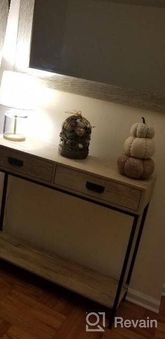 img 1 attached to Modern Oak Wood Console Table With Drawers And Shelf - Ideal For Hallways, Living Rooms And Entryways! review by William Turner